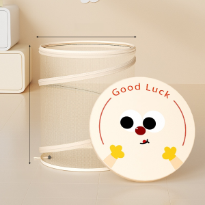 Large capacity round bucket cute folding storage basket