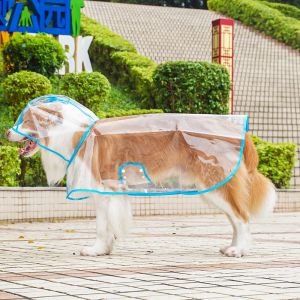 Pet Transparent Raincoat For Dogs Windproof And Waterproof With A Hat And Adjustable Features
