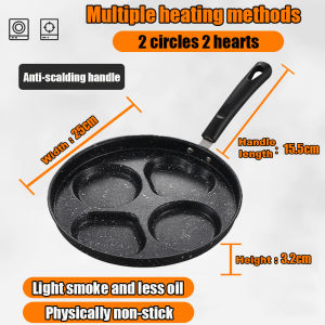 Non Stick Frying Pan 4 Hole Egg Pan Omelette Breakfast Pan Multi Function Kitchen Cookware Easy Clean