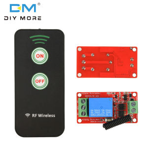 Diymore Công tắc thu điều khiển từ xa không dây DC 5V/12V/24V mô-đun học tập 1 kênh 433MHz mô-đun công tắc điều khiển từ xa Bộ thu điều khiển từ xa 2 nút