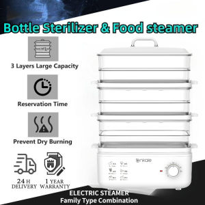【Malaysia plug】XIAOM1 10L Bottle Sterilizer Milk Warmer steam Sterilizer Electric Food steamer Kukusan Elektrik Set Timer three-layer electric Household Food steamer Bottle Dryer Storage Warmer Box 奶瓶消毒机 蒸煮机