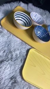 AMK Serve Tray Rounded Corner Rectangular 3 Sizes Wooden Pattern Plastic Food Plate Bohemian Style Home Deco Tableware Dulang Letak Makanan 3 Saiz Corak Kayu