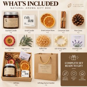Coconut Aromatherapy Gift Set Coconut Candle Essential Oil Scented Matches Crystal Stone Gift Box Birthday Wedding Gift Home Decor