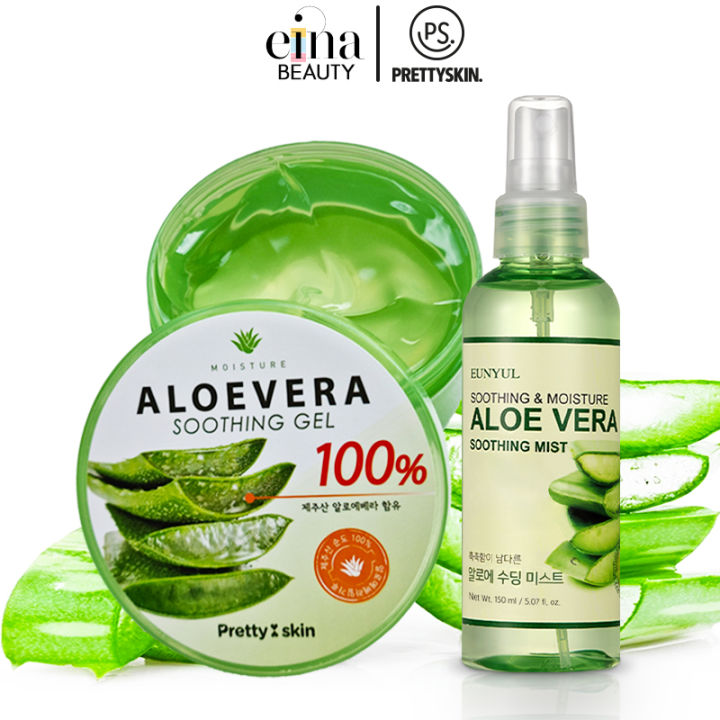 Einabeauty KOREA Aloe Vera Moisturising Gel by PRETTY SKIN and Aloe  Moisture Mist by Eunyul Flexible MIx & Match SG Ship | Lazada Singapore