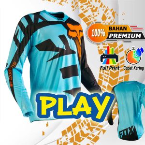 Pakaian baju jersey Set custom Balap Motor cross trail motocross F0X Biru Hitam Oren (Baju+Celana) Gratis Nama Nomor Tshirt Kaos Trabas cros Celana adventure Size Pria Dewasa Balap enduro touring sport ukuran S M L XL XXL cocok di crf wr klx dan MX