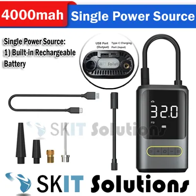 【SKIT SG】4000mAh Wireless Air Pump Portable Wireless Air Pump Portable Electric Air Pump Tire Inflator Portable Air Compressor Pump Electric Tire Air Pump For Bike Car Tyre USB Rechargeable Electric Air Pump Cordless Air Pump Cordless Air Compressor
