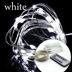 1m 5m 10m 8 Modes Remote Control LED Fairy Lights LED Silver Copper Wire String Lights Waterproof Battery Powered for Bedroom Wedding Party Xmas Decor