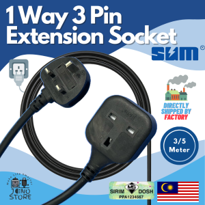 SIRIM SUM 1Way UK Power Strip with 3/5m Extension Power Cord One Way Power Socket For Commercial Use
