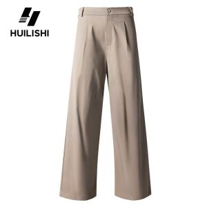 Huilishi Niche high street flared trousers with drape and high-end feel piled up floor-length trousers for men
