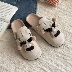 [Free Shipping] Cartoon Cute Closed-Toe Slip-On Mules For Women New Autumn Style Comfortable Thick-Soled Versatile Lazy Mules