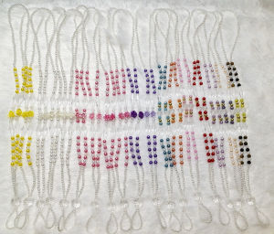 Dây đeo bảng tên thẻ tên id chuỗi hạt cườm kết hoa hồng bông mai cúc siêu xinh cho nàng văn phòng công sở