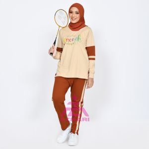 Setelan Baju Olahraga Wanita Muslim Azdari AZR 03 - Oneset Sport Seragaman Senam Lari Jumbo Muslimah Terbaru