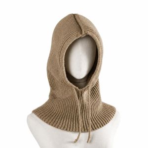 LUMIYA Hooded Balaclava Hat Knitted Drawstring Pullover Beanies Fashion Thick Warm Men Bonnets For Women Man