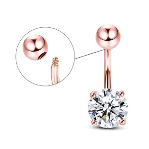 Silver 925 Certificate 0.3-3CT Moissanite Belly Button Ring For Women Men 18K Rose Gold Plated Belly Piercing Ring High Quality
