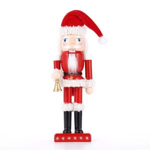 BLESSFUL with Bell Santa Nutcracker Puppet Red Furry Beard Christmas Nutcracker Ornaments Centerpiece Ornaments Wood Nutcracker Figure New Year