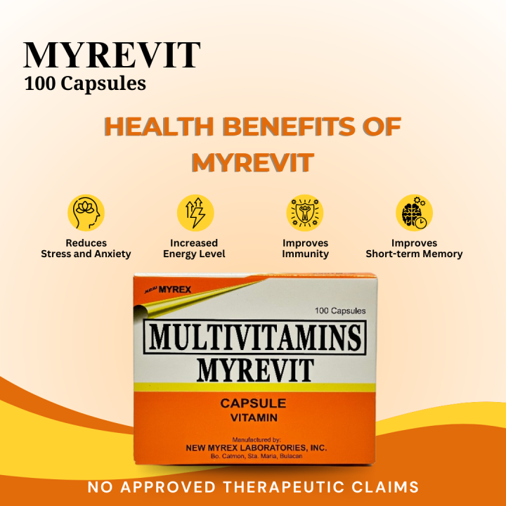 MYREVIT Multivitamin 100 Capsules Daily Vitamins for Health