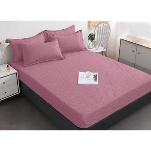 SevHome 3 in 1 Hotel Quality Chevron Zigzag Bedding Set Bedsheet Garterized Bed Sheet 1 Fitted Sheet cover 2 Pillow Case Size Single Double Queen King