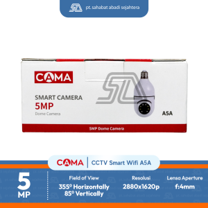 CAMA CCTV Pintar 5MP Full HD A5A Dome Bulat Kamera CCTV WIFI Fitting Ulir E27 - Putih Gratis Fitting