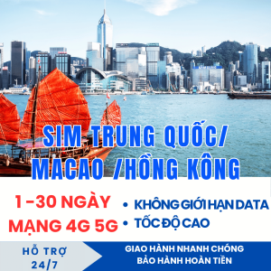Sim Du Lịch Trung Quốc – Hongkong – Macao Data Tốc Độ Cao 2GB/Ngày Gói Linh Hoạt 1–30 Ngày Mạng Mạnh Giá Tốt - FREESHIP - CHƯA KÍCH HOẠT