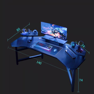 KUCA Meja Gaming Pola Fiber Karbon Meja Meja komputer Meja Permainan Premium Meja kerja Meja Belajar [ Garansi lima tahun ]