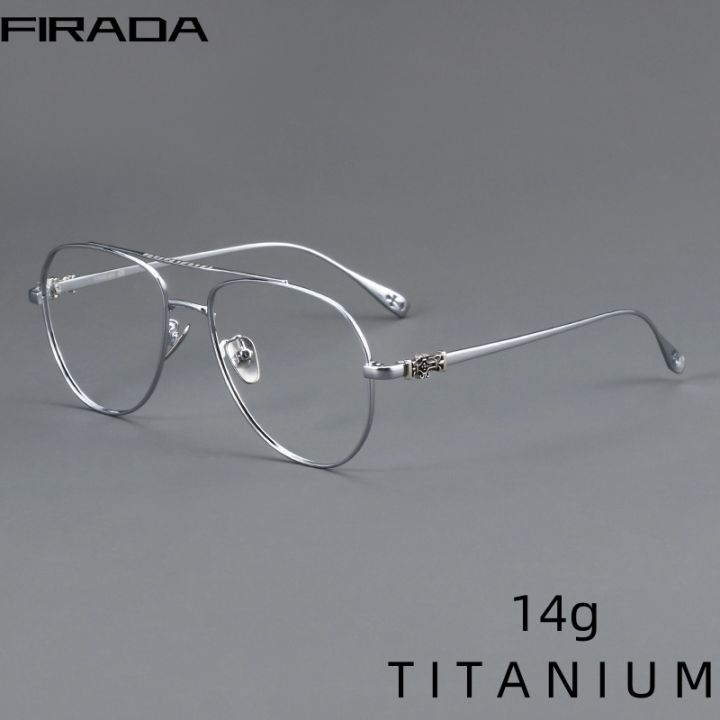 FIRADA Fashion Glasses Retro Pure Titanium Aviator Eyewear