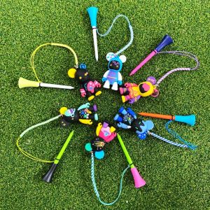 FUJIN สีแบบสุ่ม ทีลูกกอล์ฟ 8.3มม. การ์ตูนลายการ์ตูน ทีออฟยางกอล์ฟ ที่วางลูกกอล์ฟ หาได้ง่าย ใส่ลงในหญ้า