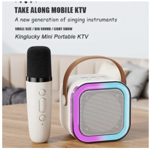 NEW K12 Mini Protable Bluetooth Karaoke Speaker With Wireless Mic For Family Singing KTV