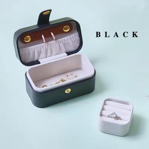 Portable Mini Jewelry Box Small Travel Storage Case for Rings Necklaces Earrings Lipstick with Removable Ring Slot PU Leather