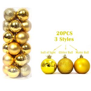 20PCS/SET Christmas Ball decordecorationlight/Glitter/Matte ballsHanging Ornament Festival Xmas Decor Christmas Decorations Gifts Christmas Accessories Chrisstmas Balls Xmas Balls Set