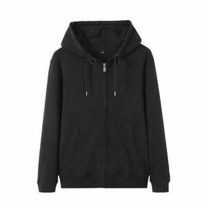 Unisex Plain Jacket w/ Zipper Hoodie for Men Women