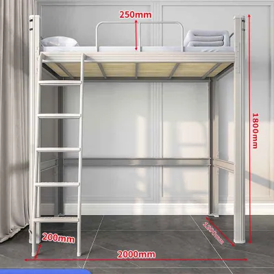 [Manila 24-hour Boat]Black Loft Bed Elevated Bed 180*200*90/120/150CM Modern Simple and Thickened Iron Art Elevated Bed Apartment Bed Loft Bed For Small Room Student Dormitory Bed Single Size Iron Art Bed Adjustable Staircase Alternating Left And Right