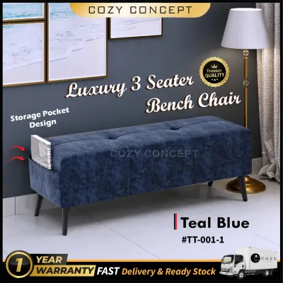 [READY STOCK] 4ft Luxury Velvet Fabric Long Stool Bench Chair Fabric Bangku Tongkol Kerusi Panjang Sofa Murah