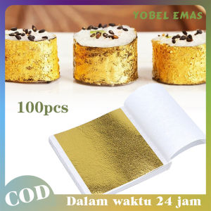 100 Sheets Kertas Foil Emas Gold Foil Sheet Kertasprada Sepuhan Sepuh Gold Foil Leaf Gilding