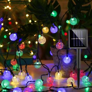 ??【Readystock】 + FREE Shipping?? Solar LED String Lights 20/50LED Cherry Crystall Ball Fairy String Lights Garden String Lights Solar Christmas Lights