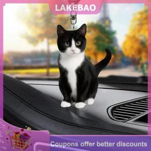 【LAKEBAO】 1pcblack và trắng mèo Keychain 2D Acrylic Mèo Mặt dây chuyền hai mặt thiết kế động vật vòng chìa khóa quyến rũ cho ba lô Quà Tặng