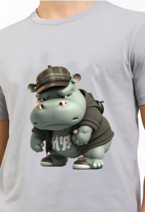Kaos Pria 3 Dimensi Motif Animasi Hippo Kudanil Tshirt Oblong Katun 24s H0118 By Hans & co