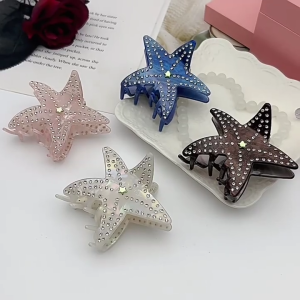 พลอยเทียมรูปปลาดาวผู้หญิงผมปลอมทรงหางม้ากิ๊บหนีบผมเครื่องประดับผมถ่ายรูปที่ละเอียดอ่อนกิ๊ฟติดผมกันลื่น