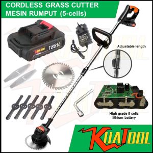 KUATOOL Mesin Rumput Elektrik Lawn Mower Cordless Electric Mesin Rumput Battery Bateri