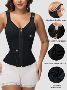 Womens reinforced shapewear mesh steelbone vest