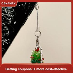 【CANAMEK】 Giáng Sinh Keyring Trọng Lượng Nhẹ Pha Lê Hạt Keychain Túi Treo Trang Trí Dễ Thương Giáng Sinh Cây Dây Đeo Điện Thoại Cho Ngày Lễ Quà Tặng