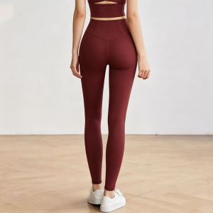 2026 Hot Sale [ Shipped from China ] Fitness Girl High-Waisted Yoga Pants Set Retro Red Tight-Fitting Tummy Control Peach Butt-Lifting Running Training Sports Pants B3