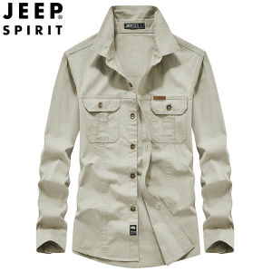 Jeep tinh thần áo nam quá khổ Áo sơ mi dài tay mỏng bằng cotton nguyên chất Áo sơ mi công sở du lịch ngoài trời Áo sơ mi