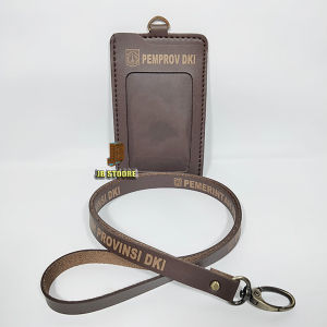 Tempat Id Card PEMPROV DKI Kulit / Id Card Holder Pemprov Dki Gantung / name tag pemprov tali kulit