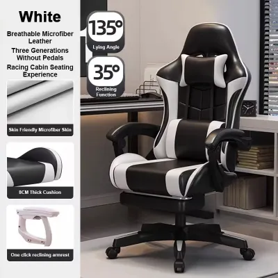 Bewell Ergonomic Gaming Chair with Adjustable Backrest Footrest Computer Chair Office Chair Swivel Chair