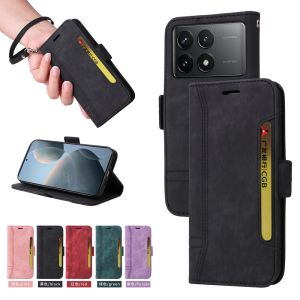 New Phone Case For Xiaomi Mi Poco F6 X6 M6 F5 X5 X4 M4 M3 X3 Pro / Poco M3 F3 X4 X3 NFC Magnetic Leather Wallet Card Slot Flip Cover Casing