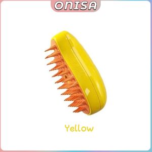 3 in 1 Cat Steam Brush Pet Spray Massage Comb Hair Removal Brushes for Dog Cat Hair Brush Pet Grooming Green/Yellow