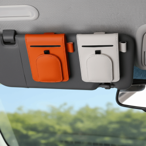 SEKINEW Pu Leather ic Eyeglasses Clip ic Clip Multiple Pockets Car Sunglasses Holder Card Holder Shock-proof Car Sun Visor Glasses Holder Car Interior