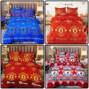 ชุดเครื่องนอนครบชุด 6 ชิ้น ขนาด 3.5 / 5 / 6 ฟุต ชุดผ้าปูที่นอน + ผ้านวม รวมปลอกหมอน ลายฟุตบอล ลายแมนยู เรอัลมาดริด ลิเวอร์พูล เก็บเงินปลายทาง