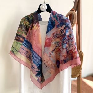SIXIS 110cm Khăn vuông nữ Cổ điển Thoáng khí Khăn quàng cổ nữ Cao cấp Tiếng Pháp Khăn choàng in họa tiết Chống nắng