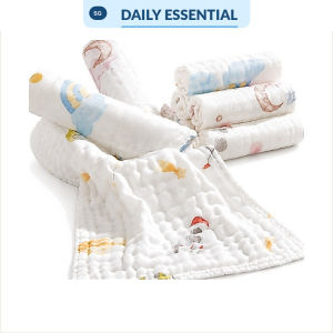 【DAILY ESSENTIAL】 100% Cotton 6-Layer Bubble Gauze Baby Washcloth Towel 3-Piece Set
